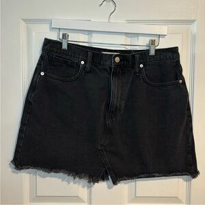 Black Denim Frayed Hem Shorts